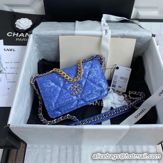 Well Crafted Chanel 19 Chain Wallet WOC AP0957 blue