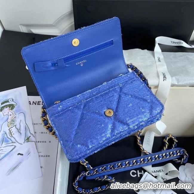 Well Crafted Chanel 19 Chain Wallet WOC AP0957 blue