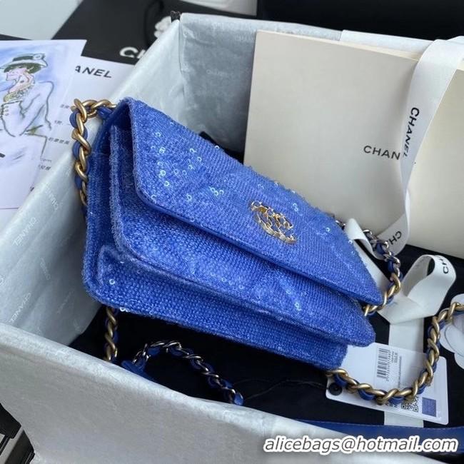 Well Crafted Chanel 19 Chain Wallet WOC AP0957 blue