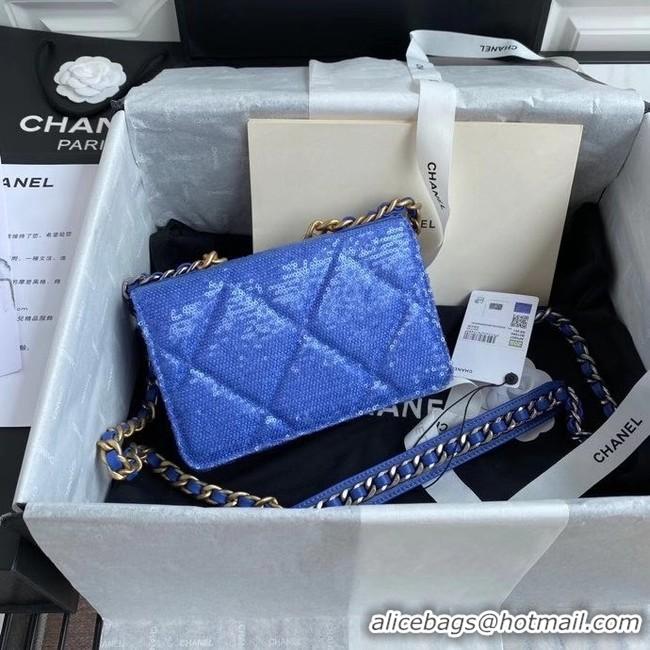 Well Crafted Chanel 19 Chain Wallet WOC AP0957 blue