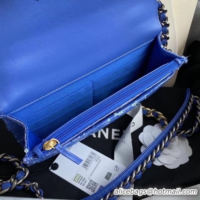 Well Crafted Chanel 19 Chain Wallet WOC AP0957 blue