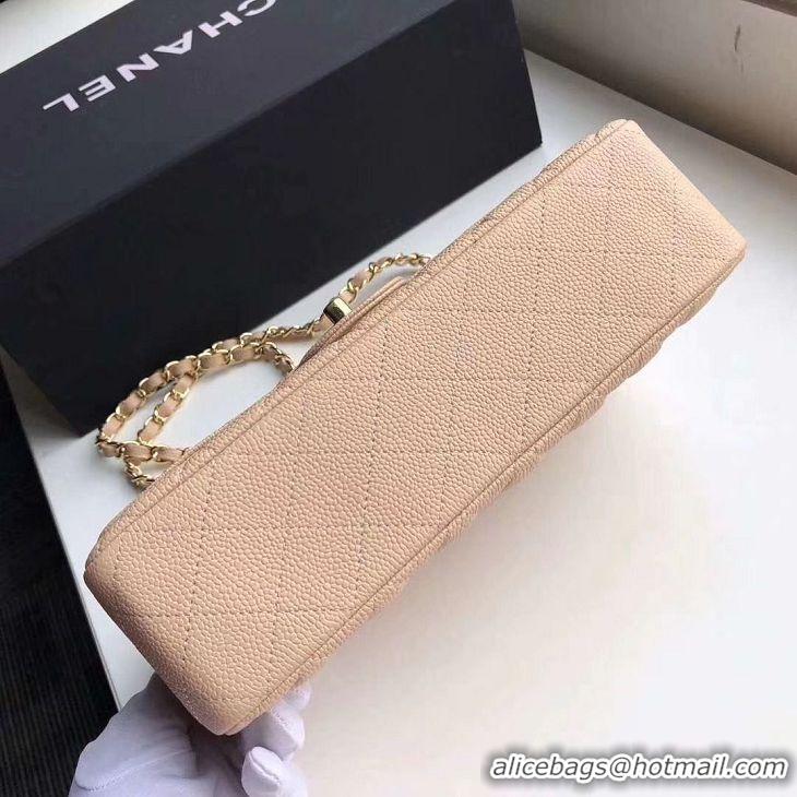 Unique Discount Chanel Double Flaps Bags Apricot Original Caviar Leather A36097 Gold