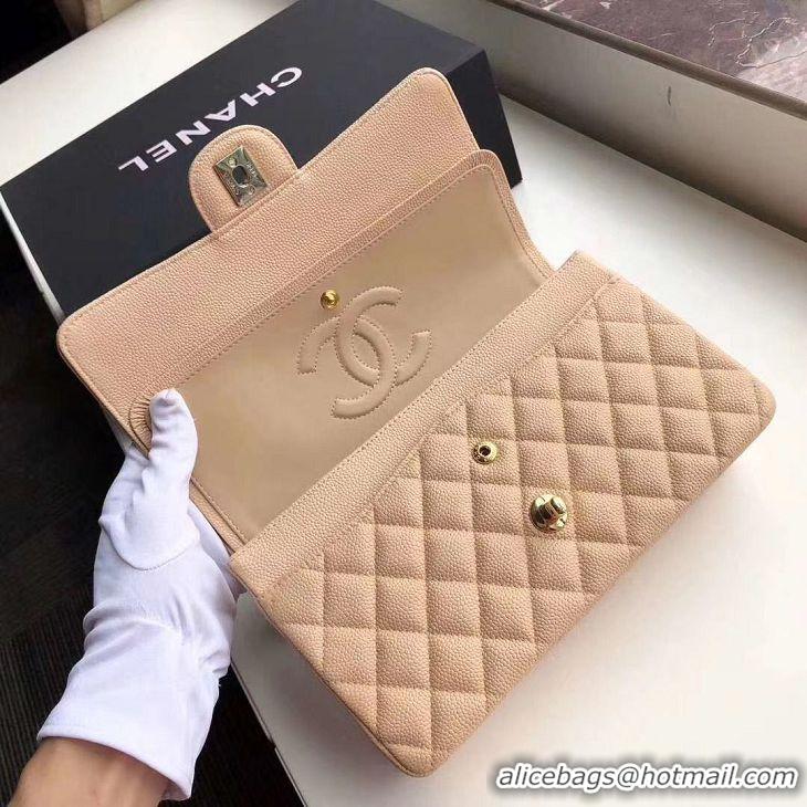 Unique Discount Chanel Double Flaps Bags Apricot Original Caviar Leather A36097 Gold