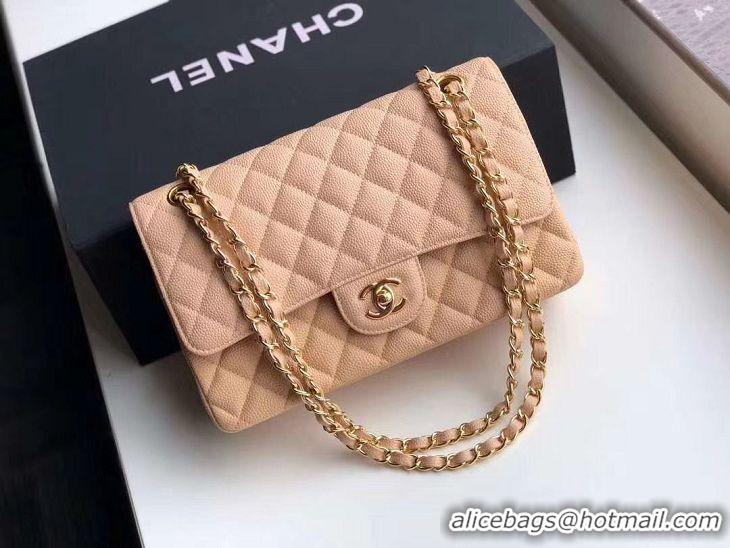 Unique Discount Chanel Double Flaps Bags Apricot Original Caviar Leather A36097 Gold