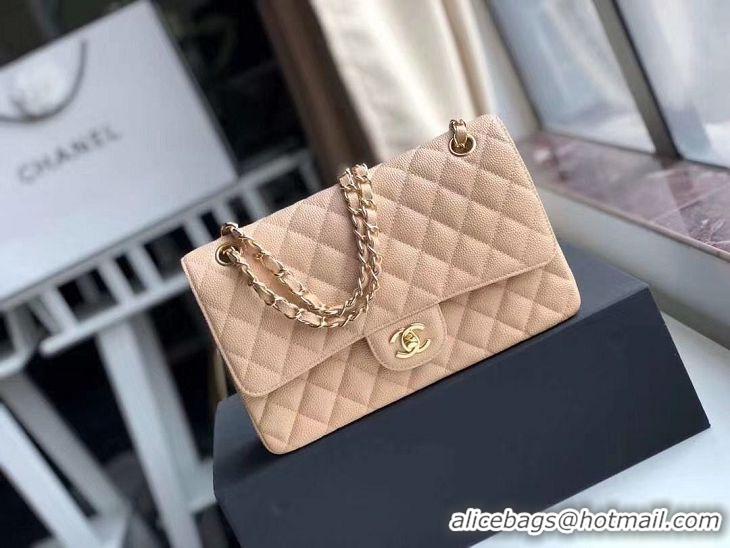 Unique Discount Chanel Double Flaps Bags Apricot Original Caviar Leather A36097 Gold