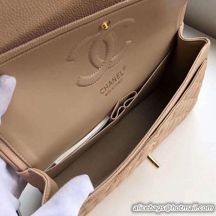 Unique Discount Chanel Double Flaps Bags Apricot Original Caviar Leather A36097 Gold