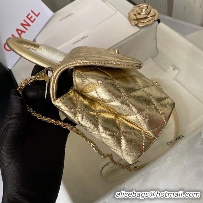 Buy Discount Chanel Small Flap Bag with Top Handle 92990 GOLD