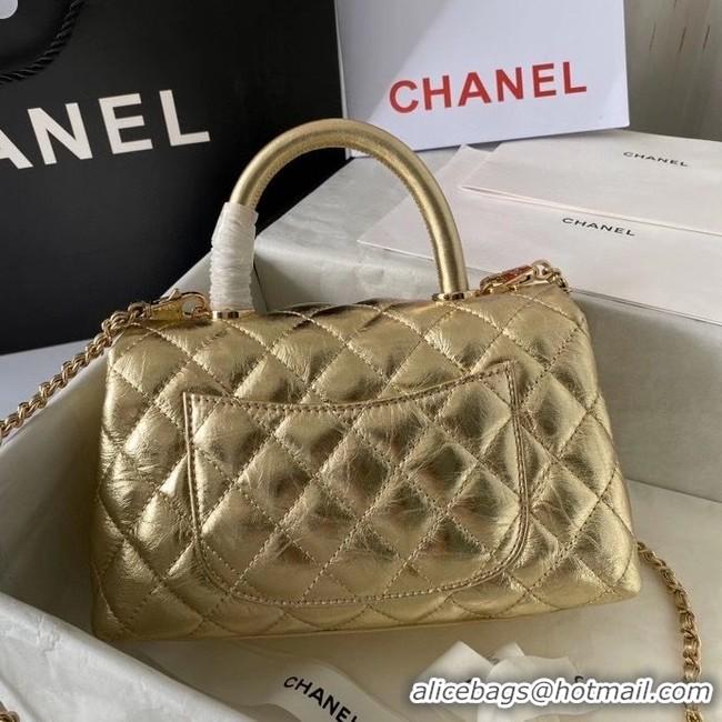 Buy Discount Chanel Small Flap Bag with Top Handle 92990 GOLD