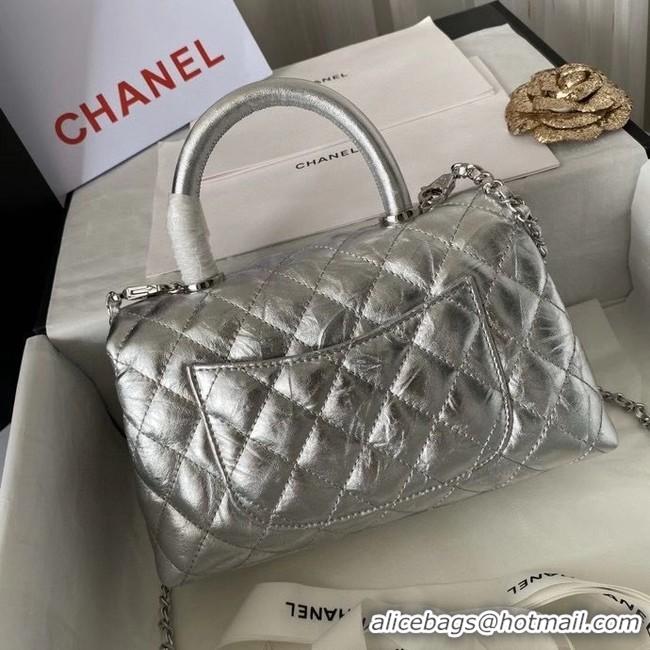 Good Taste Chanel Small Flap Bag with Top Handle 92990 Silver