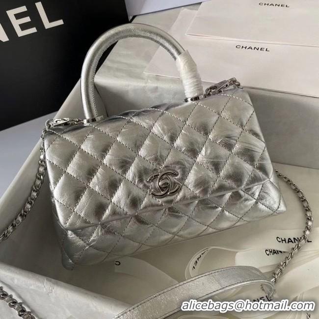 Good Taste Chanel Small Flap Bag with Top Handle 92990 Silver