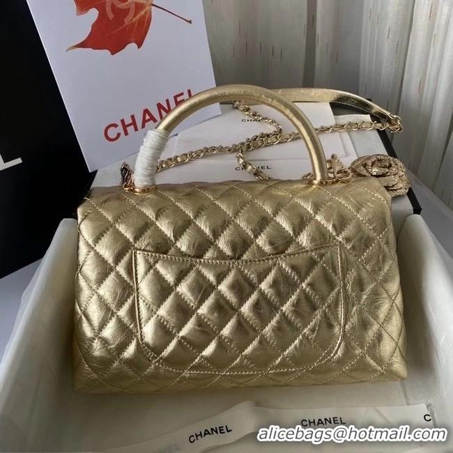 Grade Design Chanel Flap Bag with Top Handle A92991 gold