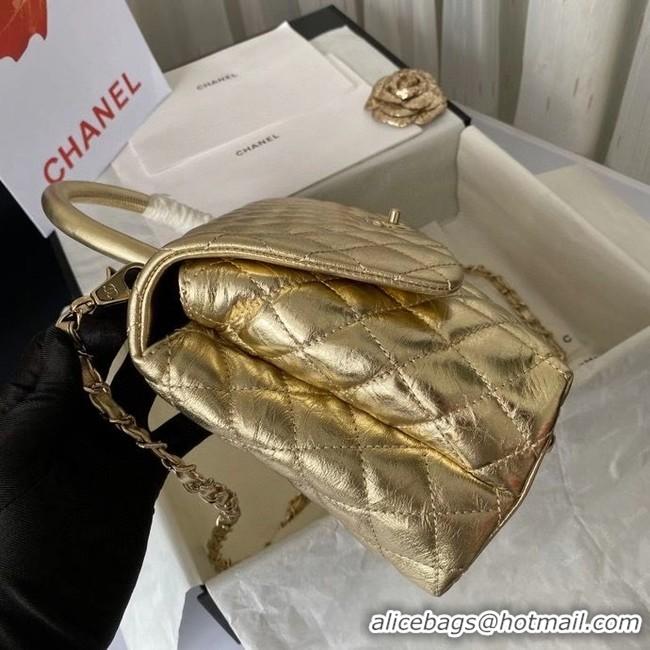 Grade Design Chanel Flap Bag with Top Handle A92991 gold