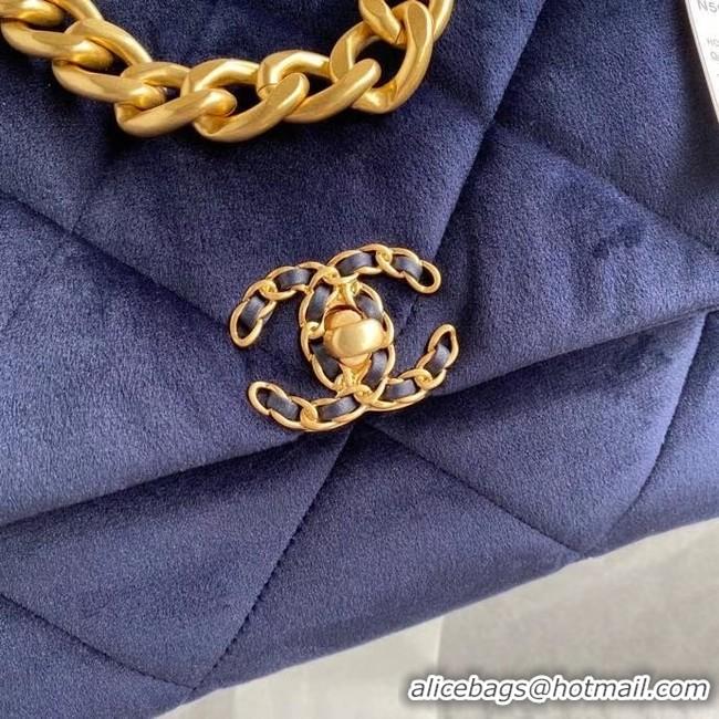 Top Grade Chanel 19 flap bag velvet AS1161 Royal Blue