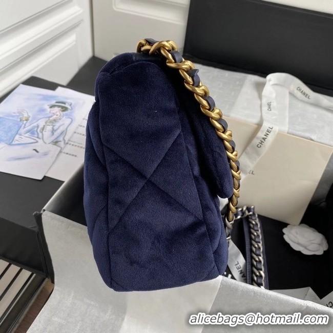 Top Grade Chanel 19 flap bag velvet AS1161 Royal Blue