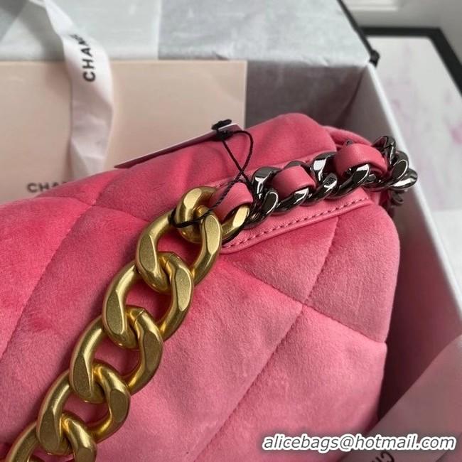 Affordable Price Chanel 19 flap bag velvet AS1161 pink