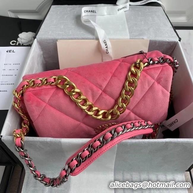 Affordable Price Chanel 19 flap bag velvet AS1161 pink