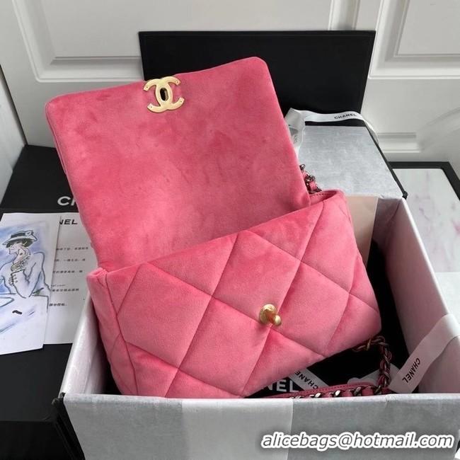 Affordable Price Chanel 19 flap bag velvet AS1161 pink