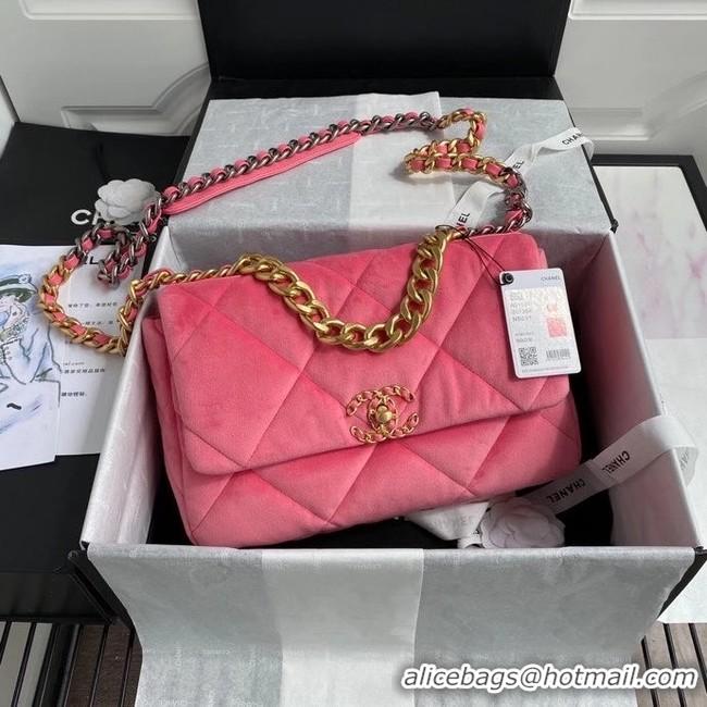 Affordable Price Chanel 19 flap bag velvet AS1161 pink