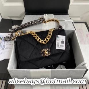 Best Price Chanel 19 flap bag velvet AS1161 black