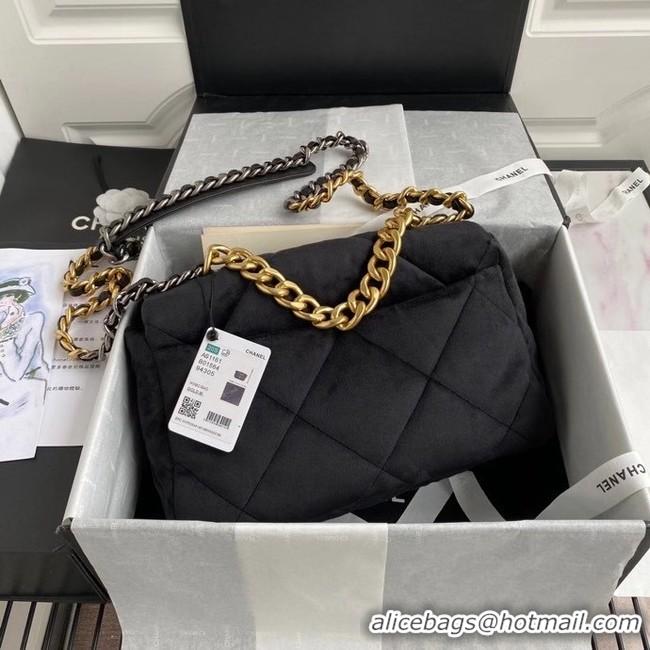 Best Price Chanel 19 flap bag velvet AS1161 black