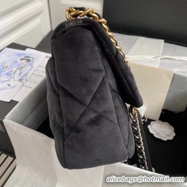 Best Price Chanel 19 flap bag velvet AS1161 black