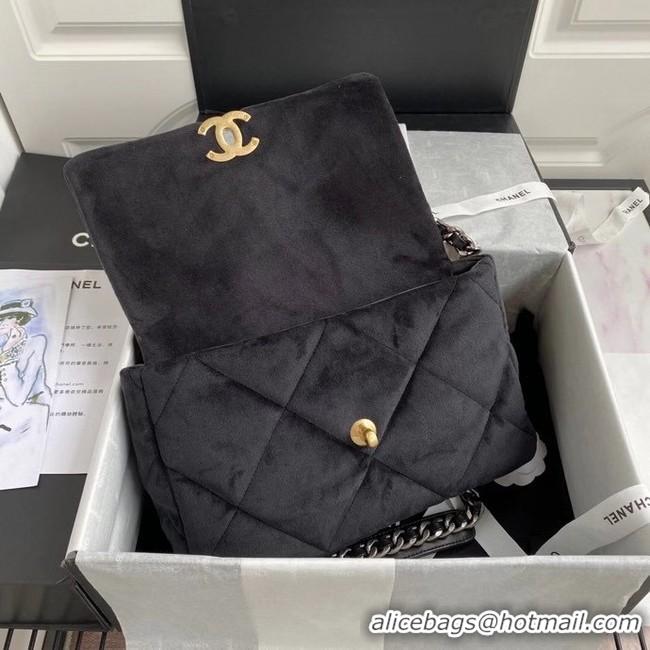 Best Price Chanel 19 flap bag velvet AS1161 black