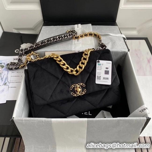 Best Price Chanel 19 flap bag velvet AS1161 black