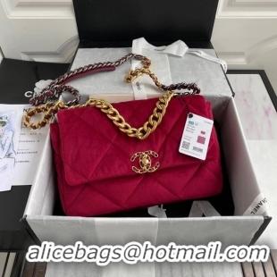 Promotional Chanel 19 flap bag velvet AS1161 red