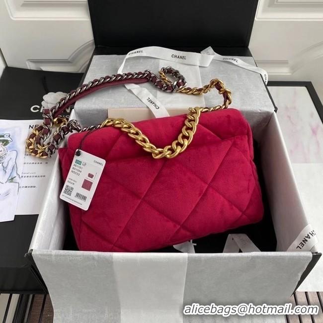 Promotional Chanel 19 flap bag velvet AS1161 red