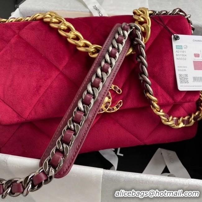 Promotional Chanel 19 flap bag velvet AS1161 red