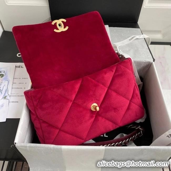 Promotional Chanel 19 flap bag velvet AS1161 red