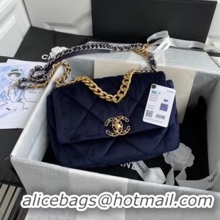 Cheap Price Chanel 19 flap bag velvet AS1160 Royal Blue