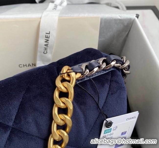 Cheap Price Chanel 19 flap bag velvet AS1160 Royal Blue