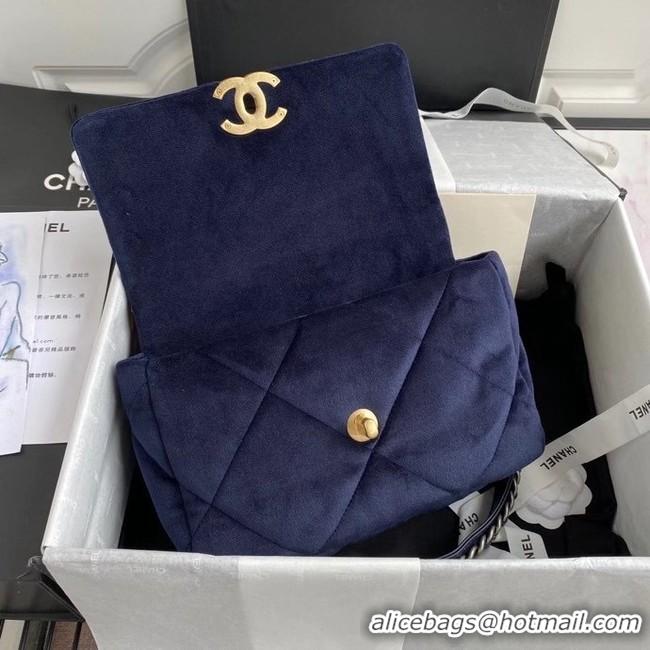 Cheap Price Chanel 19 flap bag velvet AS1160 Royal Blue