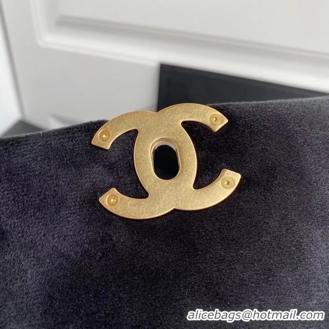 Buy Inexpensive Chanel 19 flap bag velvet AS1160 black