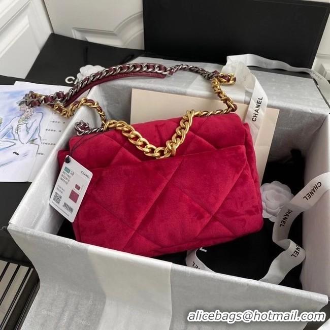 Top Quality Chanel 19 flap bag velvet AS1160 red