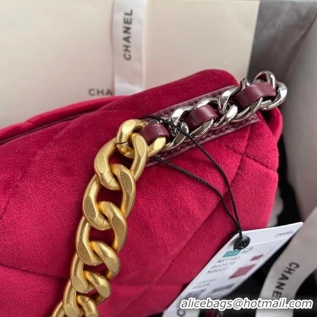 Top Quality Chanel 19 flap bag velvet AS1160 red