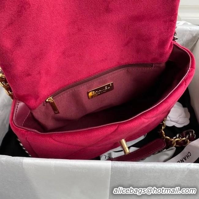 Top Quality Chanel 19 flap bag velvet AS1160 red