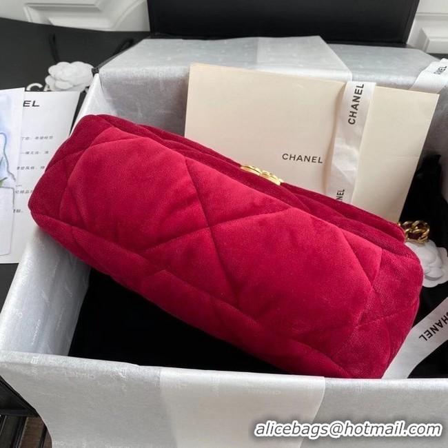 Top Quality Chanel 19 flap bag velvet AS1160 red