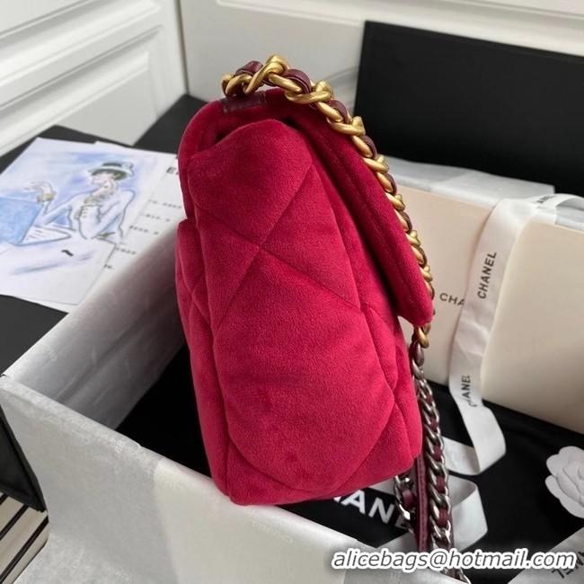 Top Quality Chanel 19 flap bag velvet AS1160 red