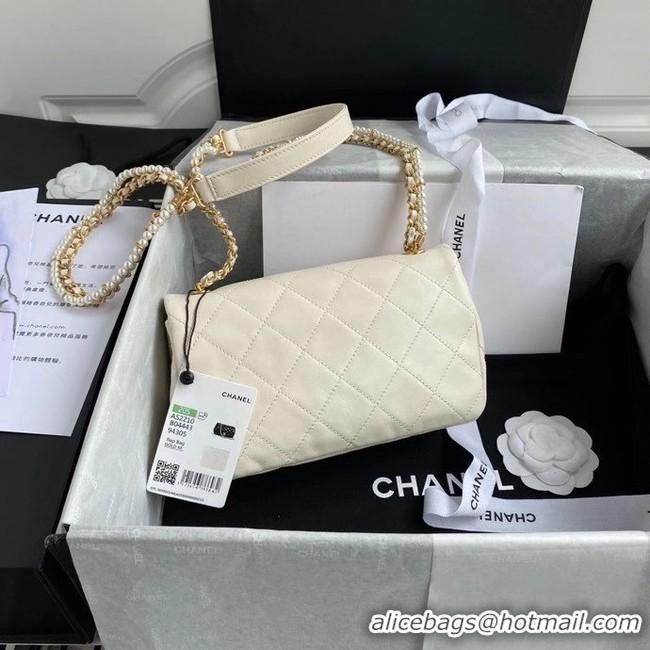 Popular Style Chanel small flap bag Lambskin & Gold-Tone Metal AS2210 white