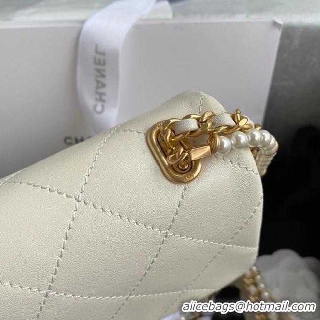 Popular Style Chanel small flap bag Lambskin & Gold-Tone Metal AS2210 white