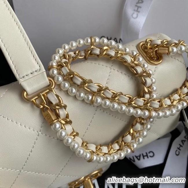 Popular Style Chanel small flap bag Lambskin & Gold-Tone Metal AS2210 white