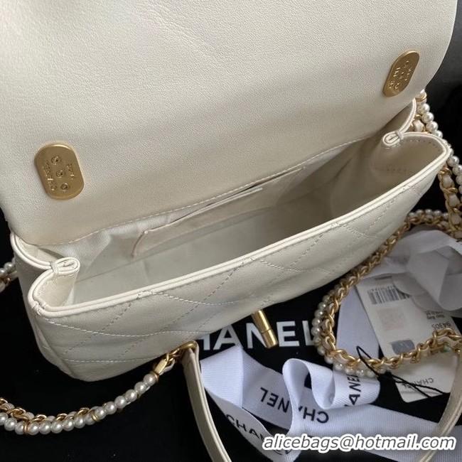 Popular Style Chanel small flap bag Lambskin & Gold-Tone Metal AS2210 white