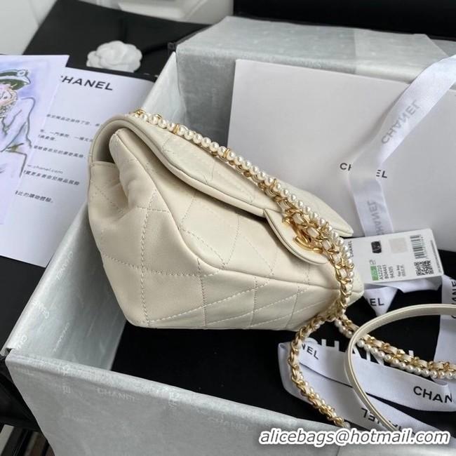 Popular Style Chanel small flap bag Lambskin & Gold-Tone Metal AS2210 white