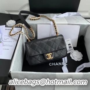 Promotional Chanel small flap bag Lambskin & Gold-Tone Metal AS2210 black