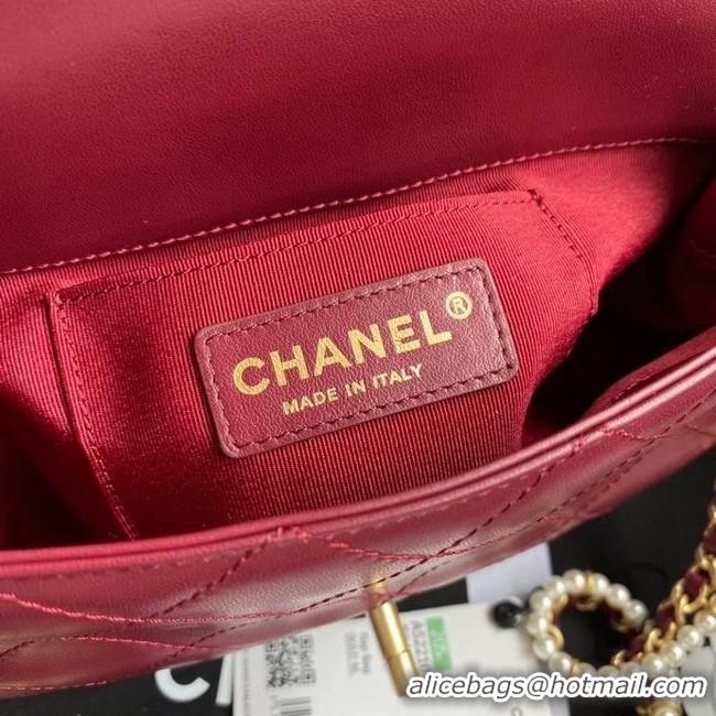 Unique Grade Chanel small flap bag Lambskin & Gold-Tone Metal AS2210 Burgundy