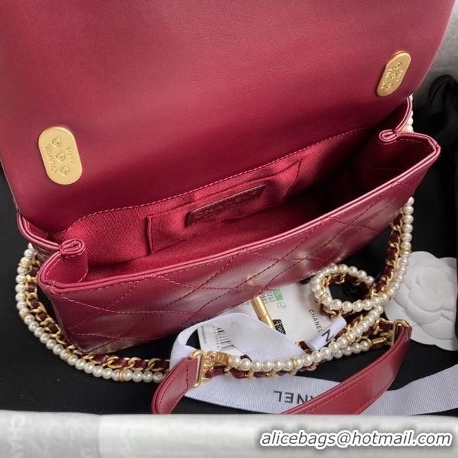 Unique Grade Chanel small flap bag Lambskin & Gold-Tone Metal AS2210 Burgundy