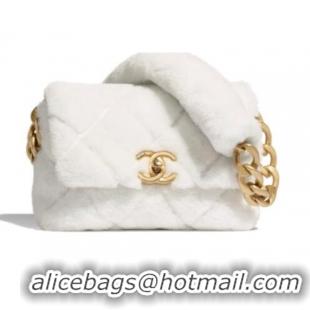 Cheapest Chanel flap bag Shearling Lambskin & Gold-Tone Metal AS2240 White