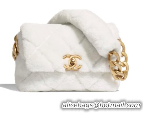 Cheapest Chanel flap bag Shearling Lambskin & Gold-Tone Metal AS2240 White